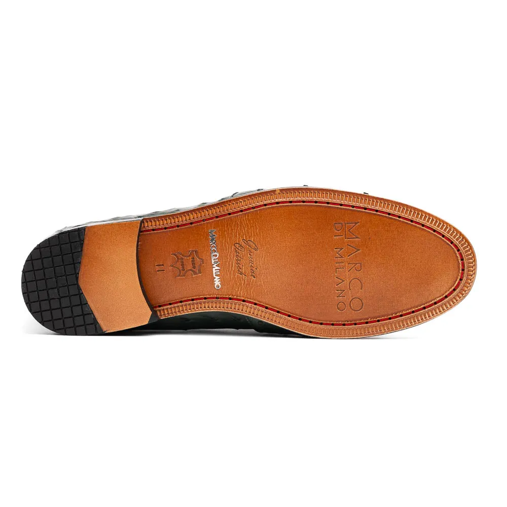 Marco Di Milano Aubiere Green Ostrich Quill Tassel Loafers