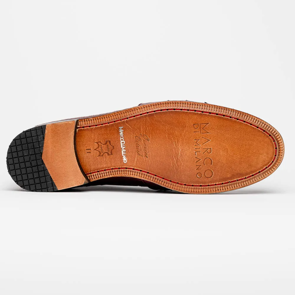Marco Di Milano Aubiere Wine Ostrich Quill Tassel Loafers