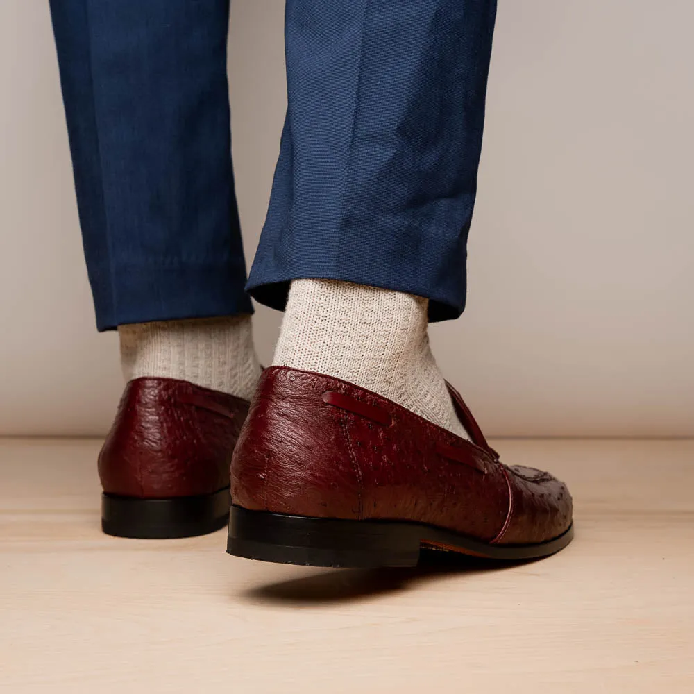 Marco Di Milano Aubiere Wine Ostrich Quill Tassel Loafers