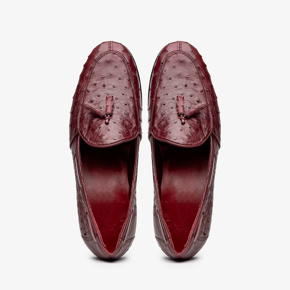 Marco Di Milano Aubiere Wine Ostrich Quill Tassel Loafers
