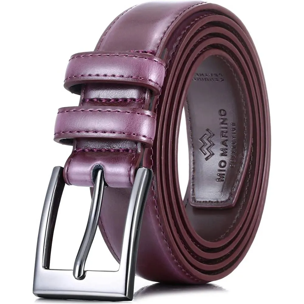 Marino’s Men Genuine Leather Dress Belt with Single Prong Buckle | Multiple Colors