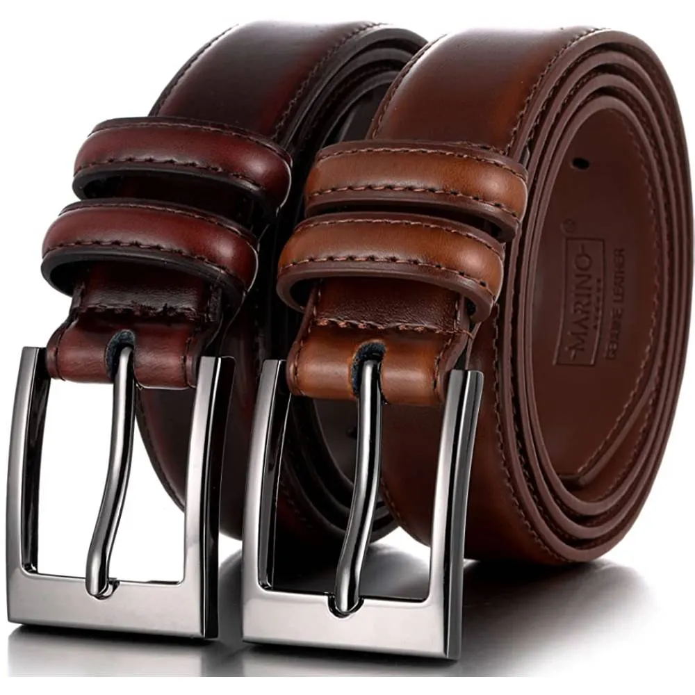 Marino’s Men Genuine Leather Dress Belt with Single Prong Buckle | Multiple Colors