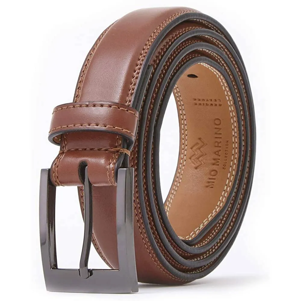 Marino’s Men Genuine Leather Dress Belt with Single Prong Buckle | Multiple Colors