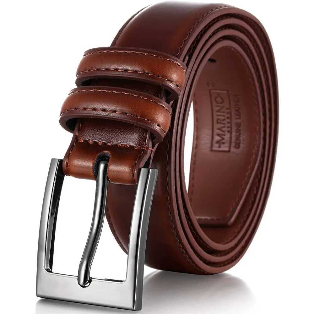 Marino’s Men Genuine Leather Dress Belt with Single Prong Buckle | Multiple Colors
