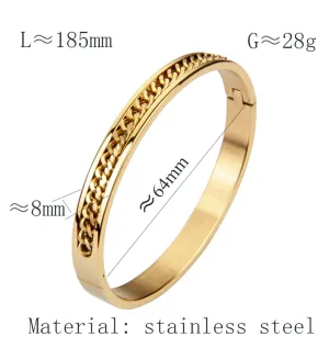 Men & Women 18K Gold Plated Inlaid Chain Bangle Bracelet.