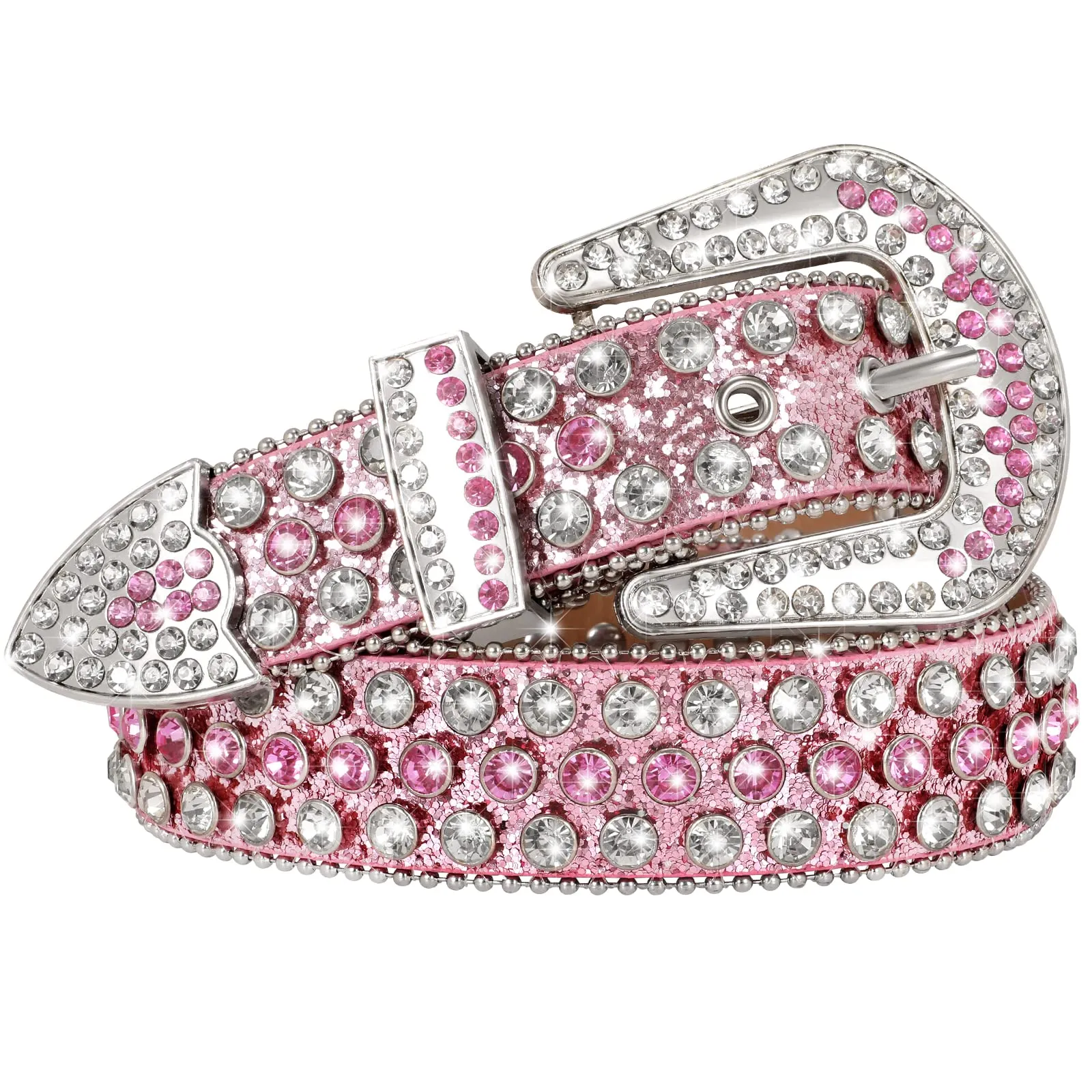Men Women Fashion Rhinestone Belt SUOSDEY Western Cowgirl Bling Studded Design Leather Diamond Belt for Jeans Dress