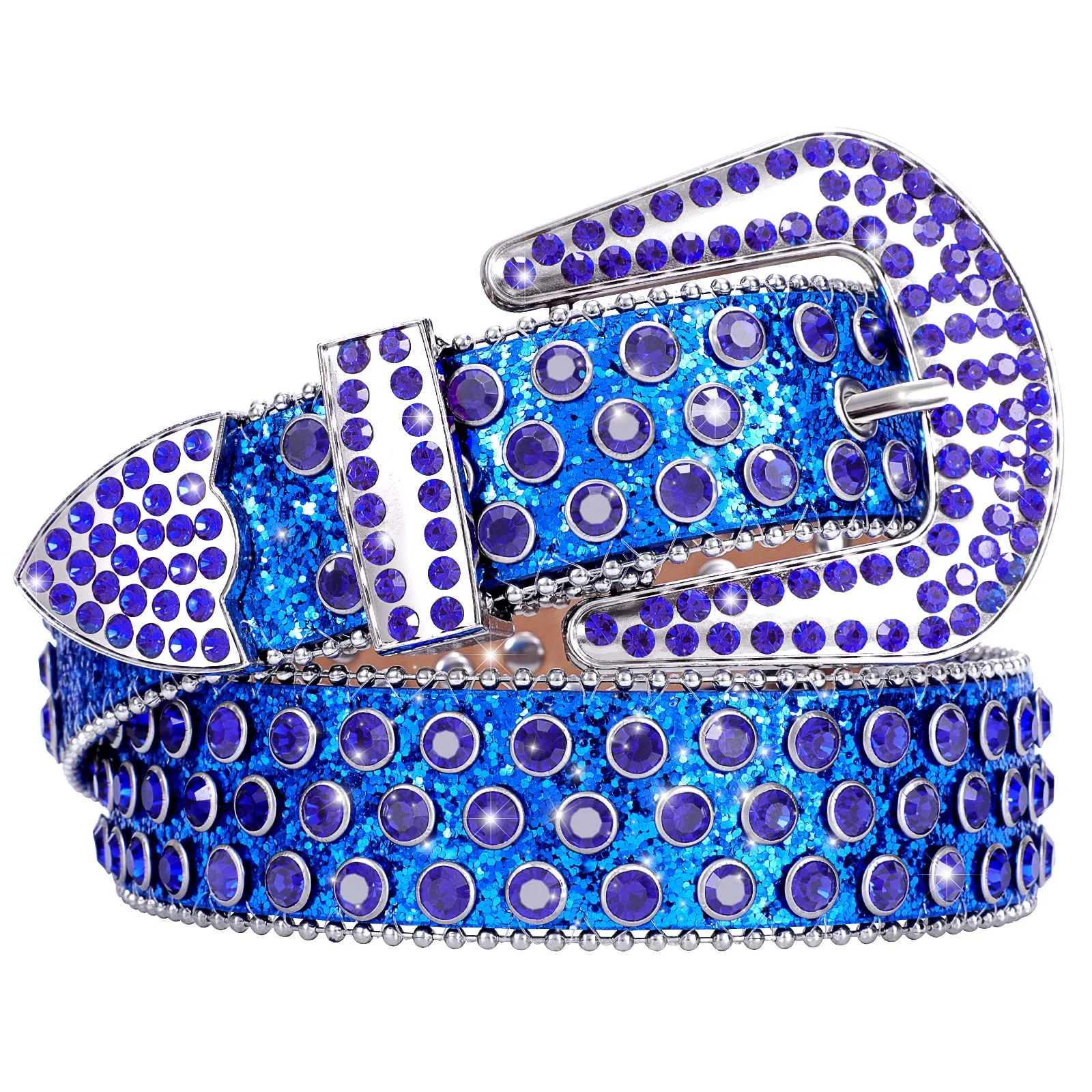 Men Women Fashion Rhinestone Belt SUOSDEY Western Cowgirl Bling Studded Design Leather Diamond Belt for Jeans Dress