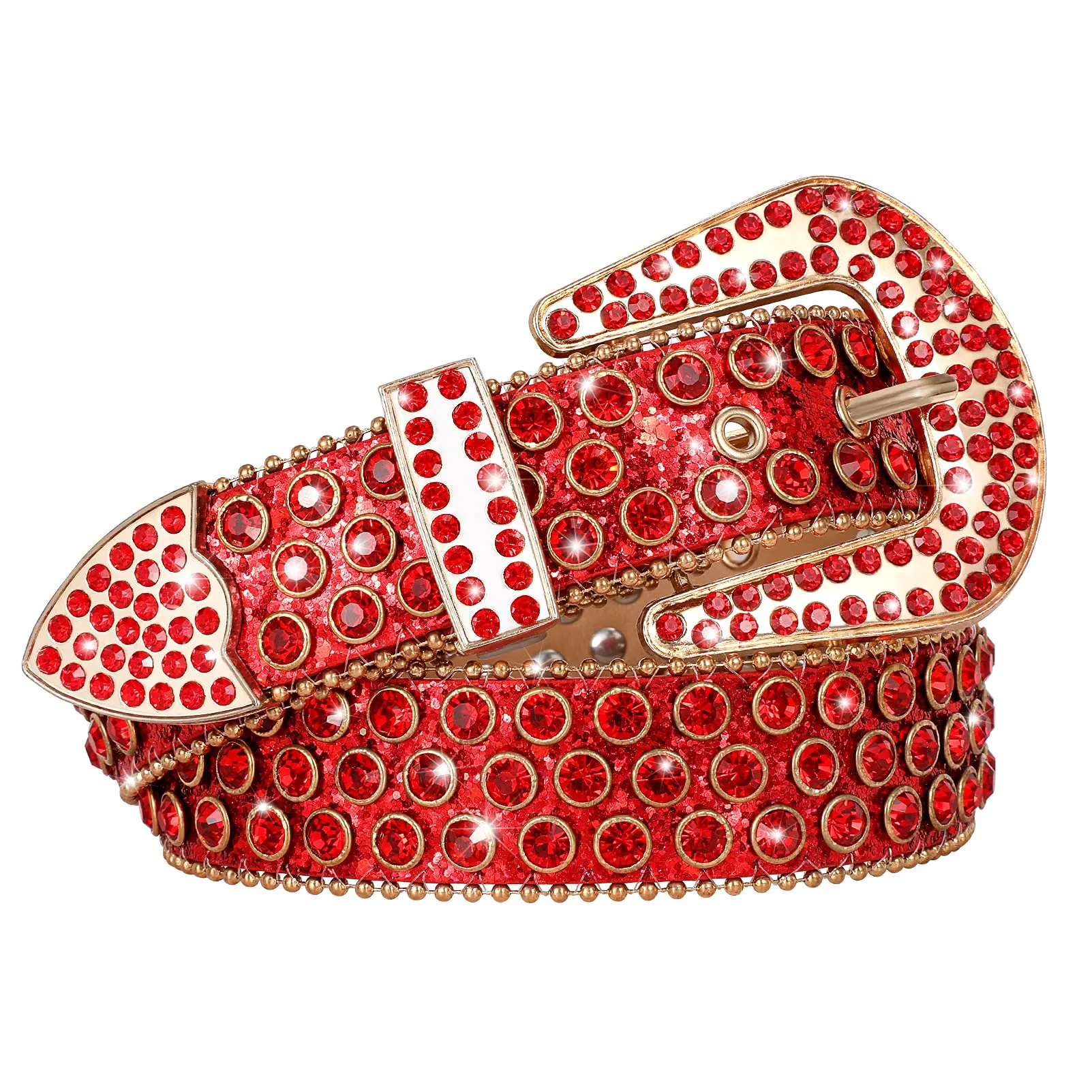Men Women Fashion Rhinestone Belt SUOSDEY Western Cowgirl Bling Studded Design Leather Diamond Belt for Jeans Dress