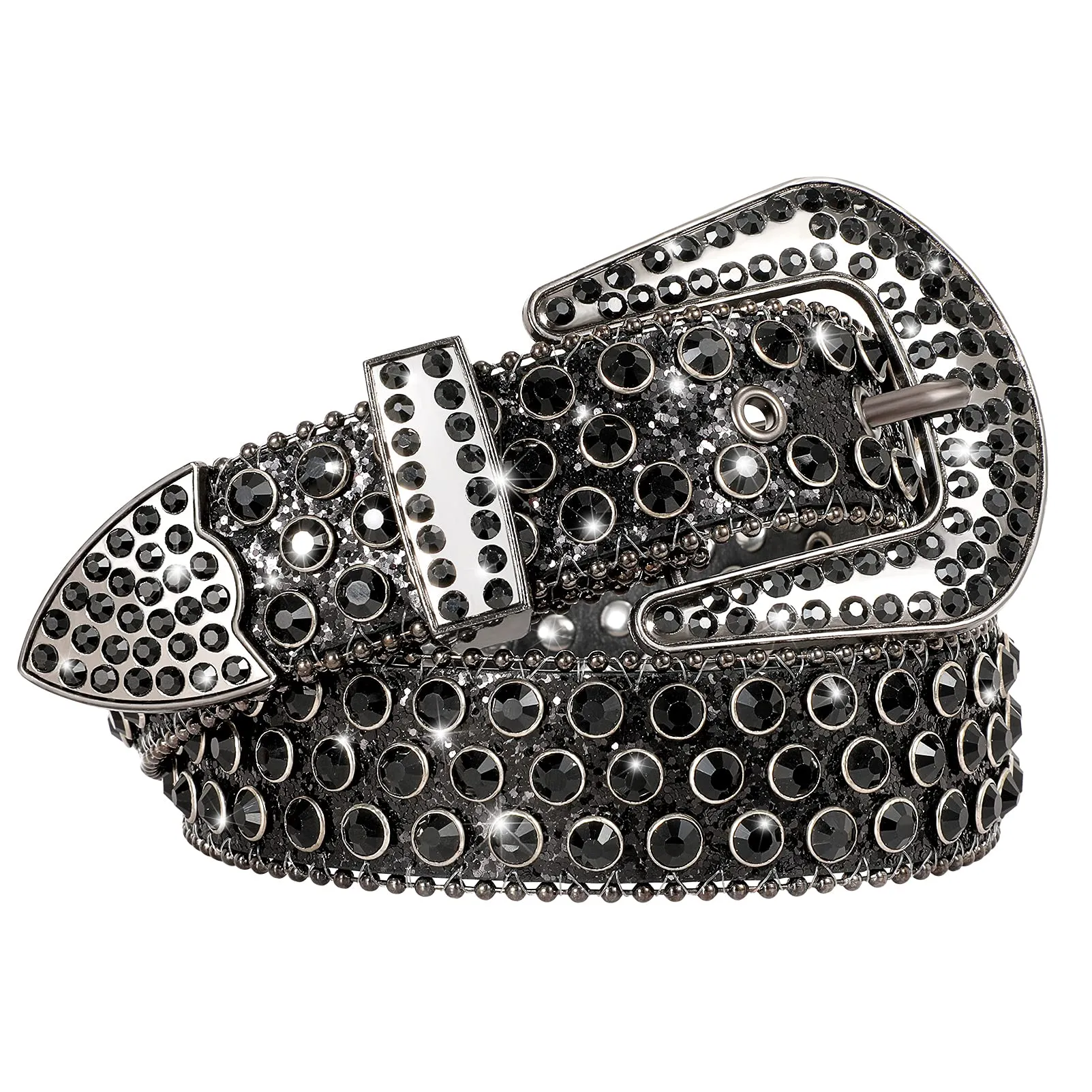 Men Women Fashion Rhinestone Belt SUOSDEY Western Cowgirl Bling Studded Design Leather Diamond Belt for Jeans Dress