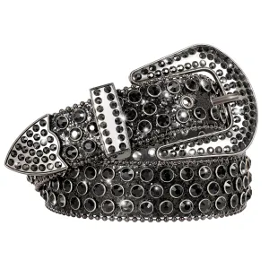 Men Women Fashion Rhinestone Belt SUOSDEY Western Cowgirl Bling Studded Design Leather Diamond Belt for Jeans Dress
