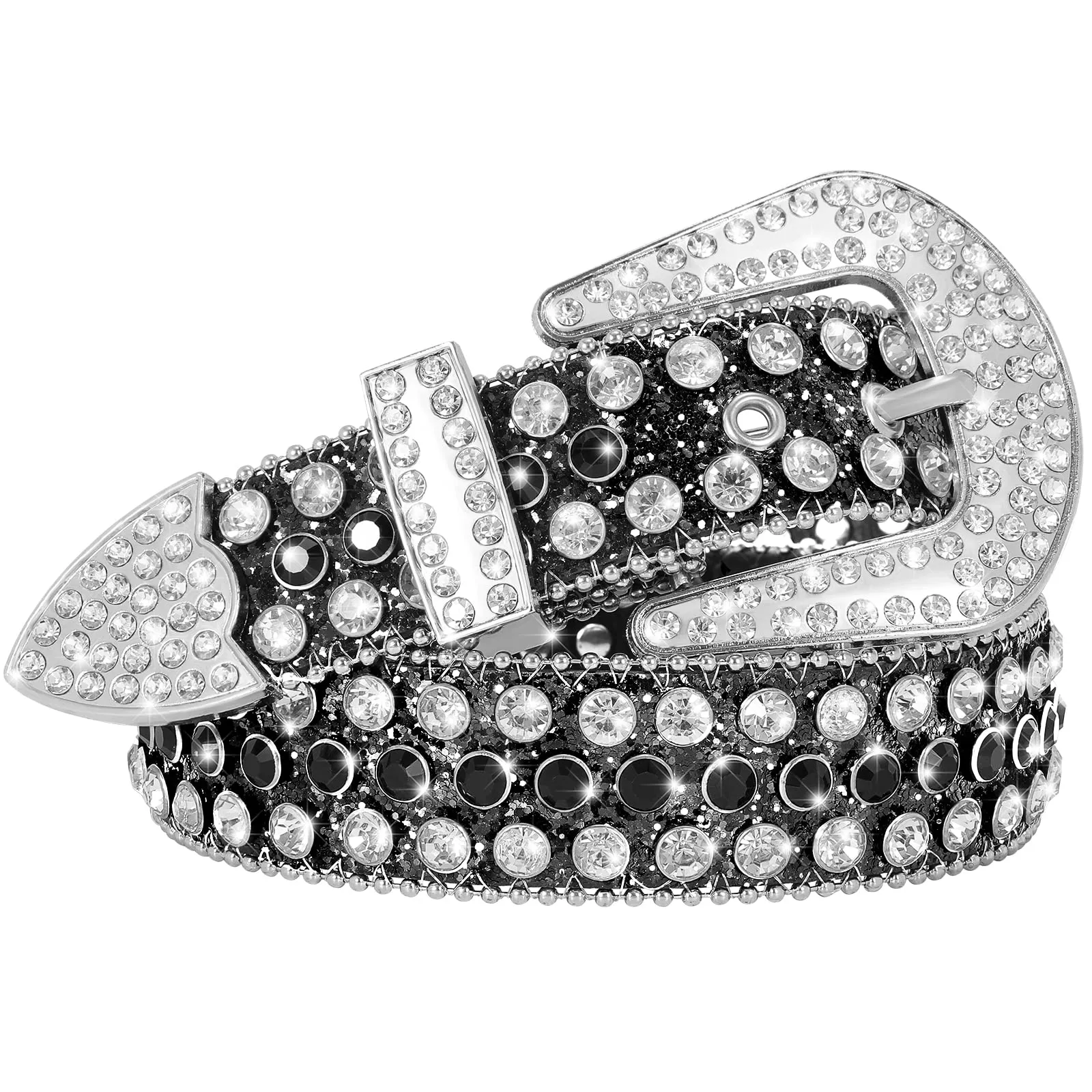 Men Women Fashion Rhinestone Belt SUOSDEY Western Cowgirl Bling Studded Design Leather Diamond Belt for Jeans Dress
