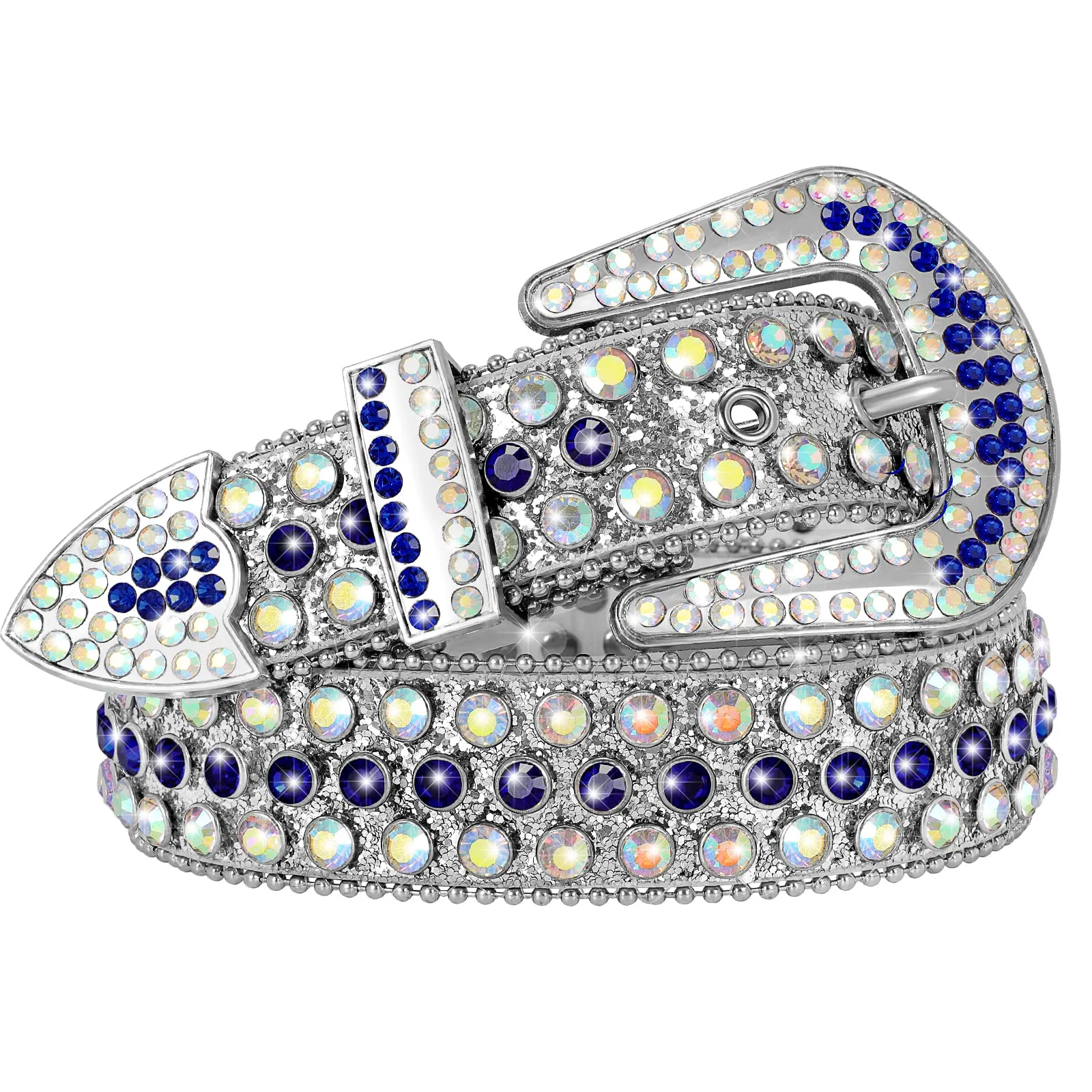 Men Women Fashion Rhinestone Belt SUOSDEY Western Cowgirl Bling Studded Design Leather Diamond Belt for Jeans Dress