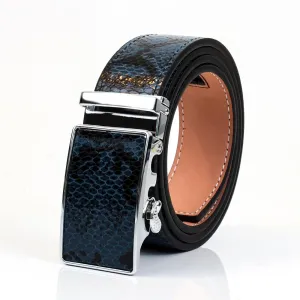 Mens Adjustable Ratchet Slide Buckle Belt - Genuine Leather Automatic Belt with No Holes