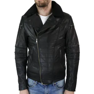 Men's Biker Pilot Motorcycle Jacket Cross Zip Leather - Leather Jackets
