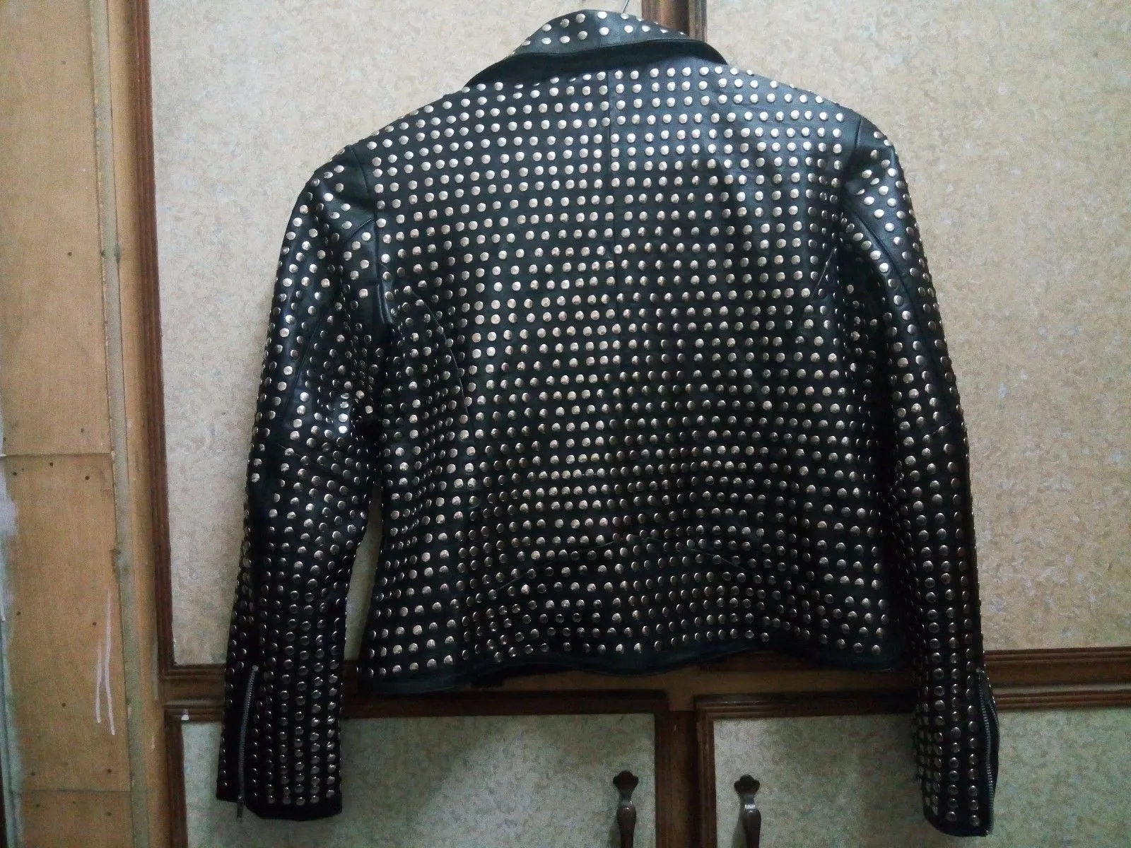 Men's Black Rock Style Studded Leather Jacket