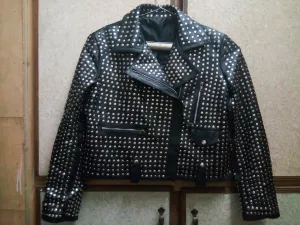 Men's Black Rock Style Studded Leather Jacket