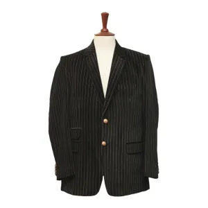 Mens Blazer Black Pinstripe Velvet Handmade Dress Formal Suit Jacket Wedding Sport Coat 44R