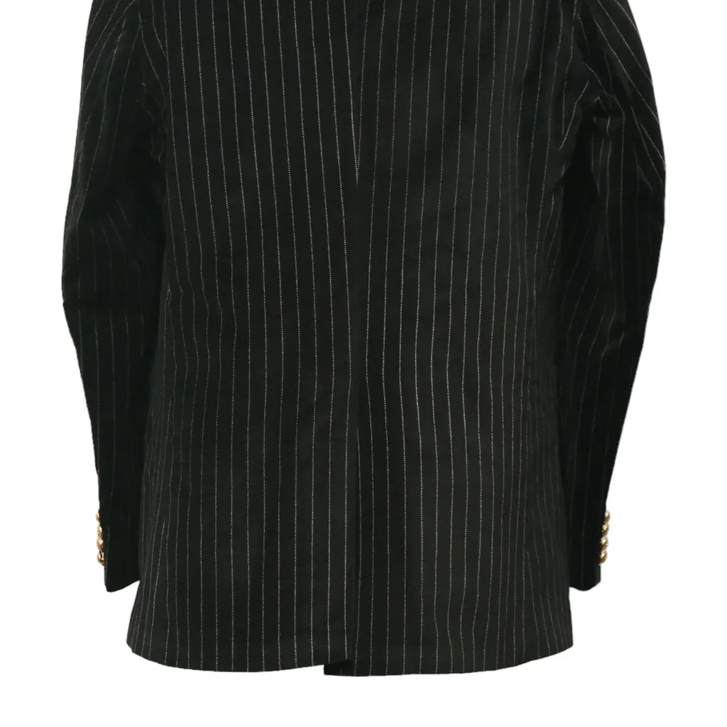 Mens Blazer Black Pinstripe Velvet Handmade Dress Formal Suit Jacket Wedding Sport Coat 44R