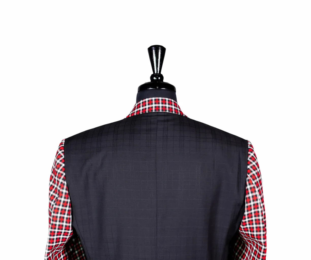 Men's Blazer Black Red Plaid Check Wool Formal Tuxedo Jacket Sport Coat 40R