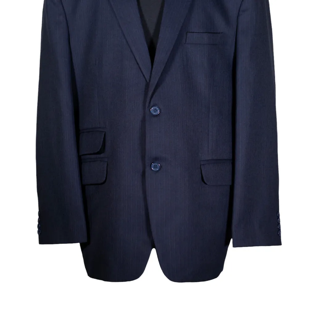 Men's Blazer Blue Herringbone Wool Jacket Sport Coat (48R)