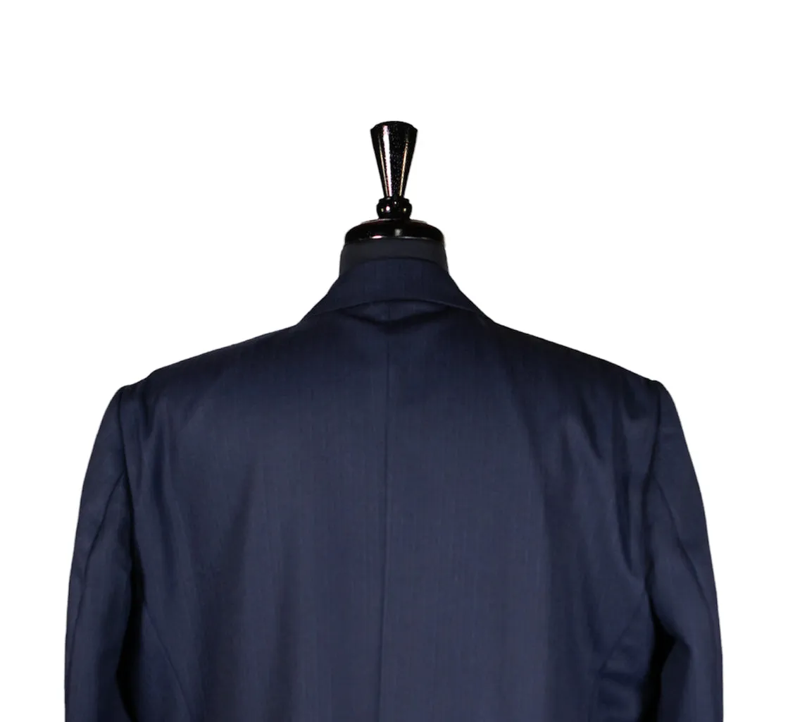Men's Blazer Blue Herringbone Wool Jacket Sport Coat (48R)