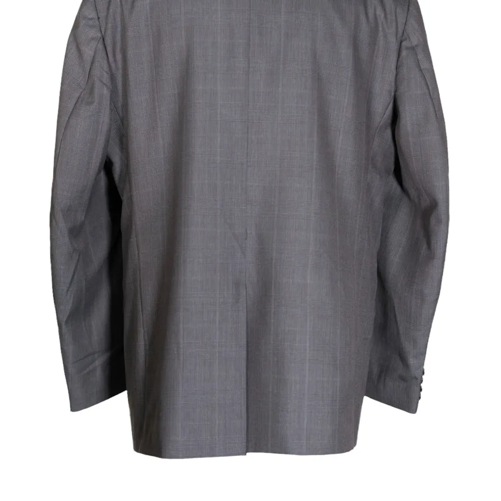 Men's Blazer Gray Plaid Check Formal Jacket Sport Coat (46R)