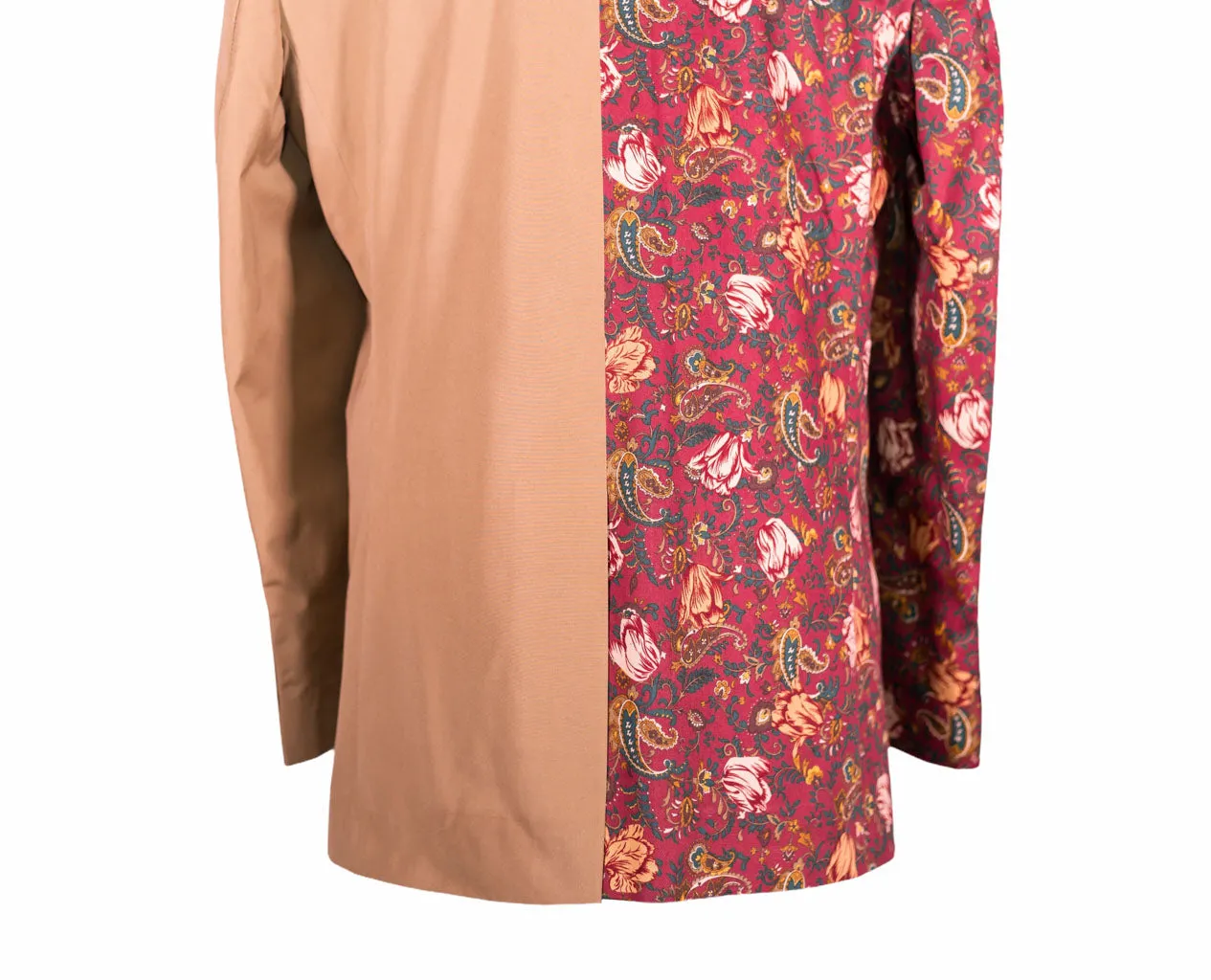 Men's Contrast Panel Solid Brown and Floral Blazer (42R)