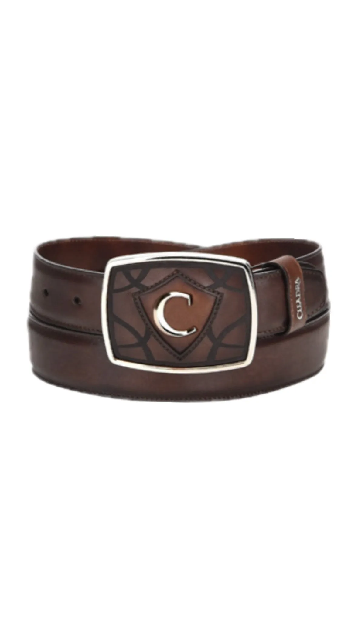 Men’s Cuadra Engraved Brown Leather Western Belt