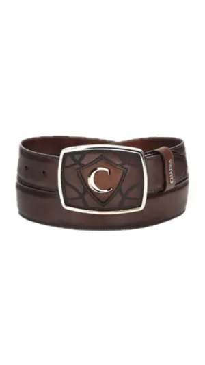 Men’s Cuadra Engraved Brown Leather Western Belt