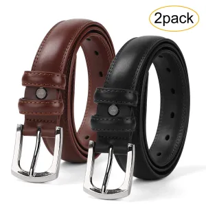 Men's Dress Belt Genuine Leather Black Design Belt with Prong Buckle Elegant Gift Box