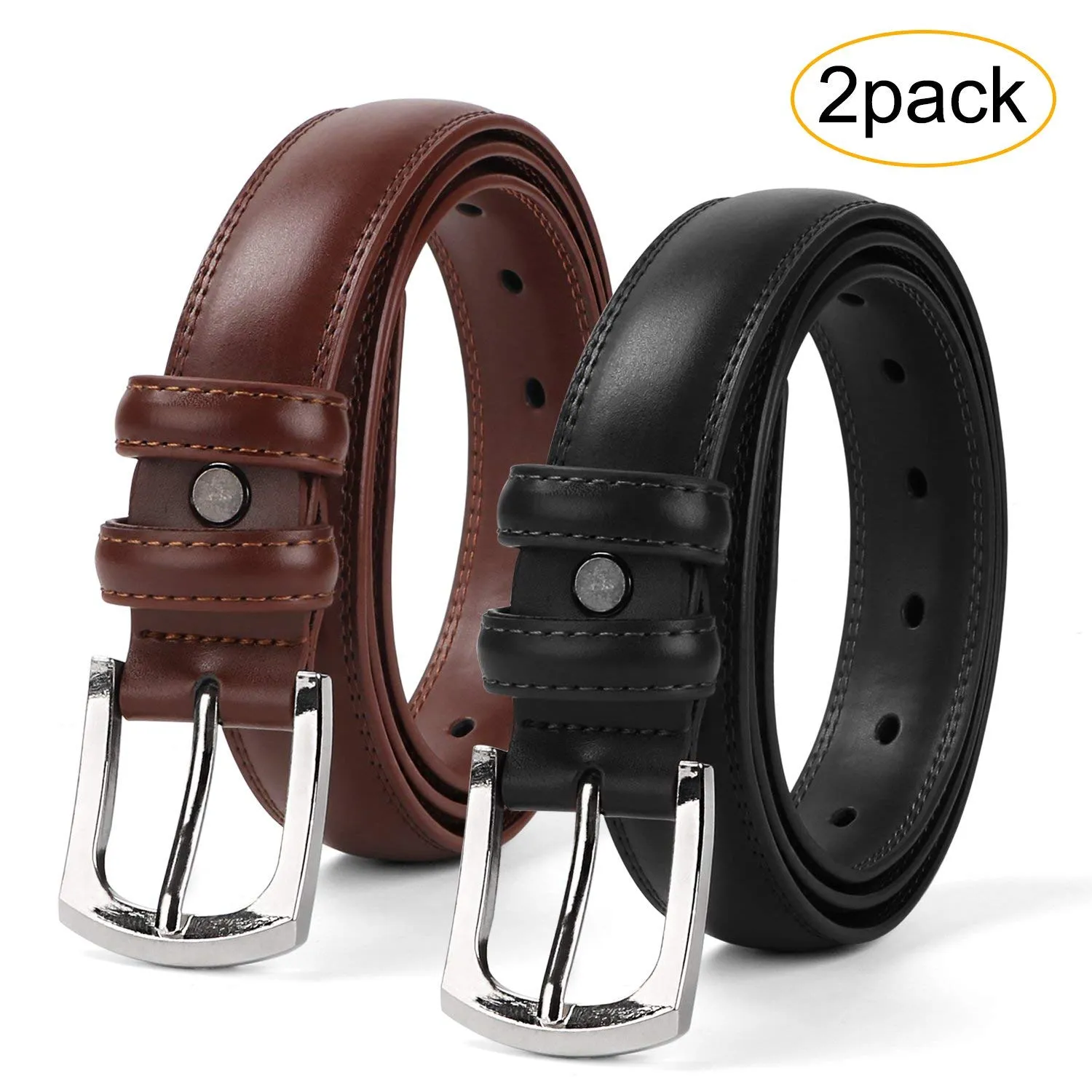 Men's Dress Belt Genuine Leather Black Design Belt with Prong Buckle Elegant Gift Box