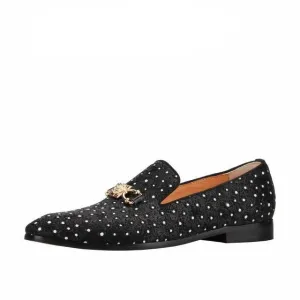 Mens Loafers shoes Lion  White dot Slip On Shoes