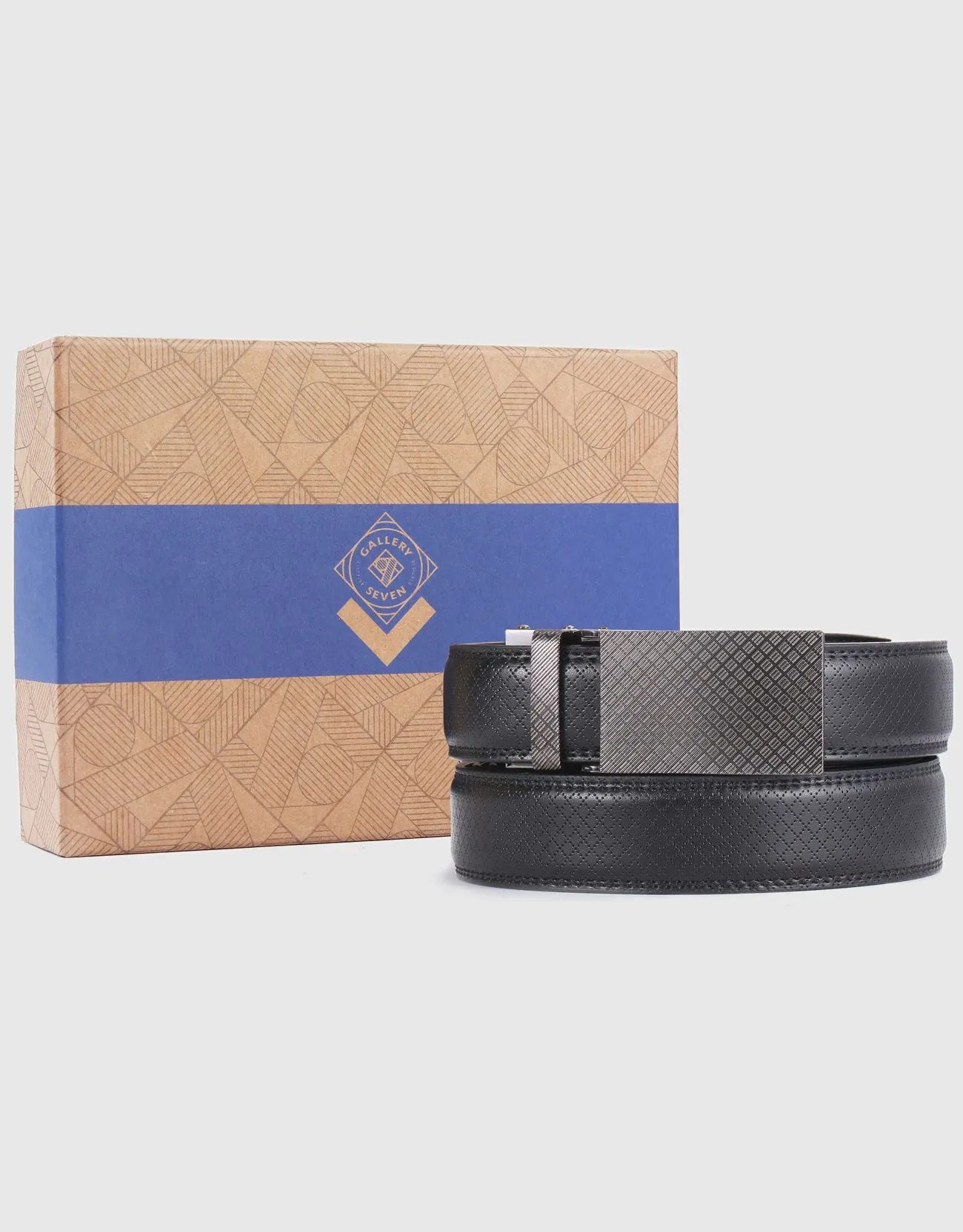 Men's Sateen Repeat Leather Ratchet  Belt