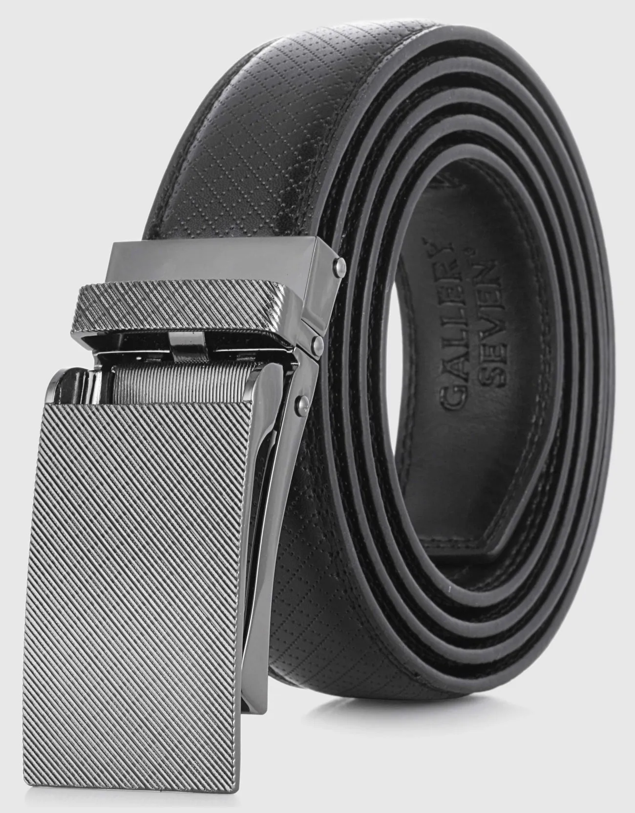 Men's Sateen Repeat Leather Ratchet  Belt