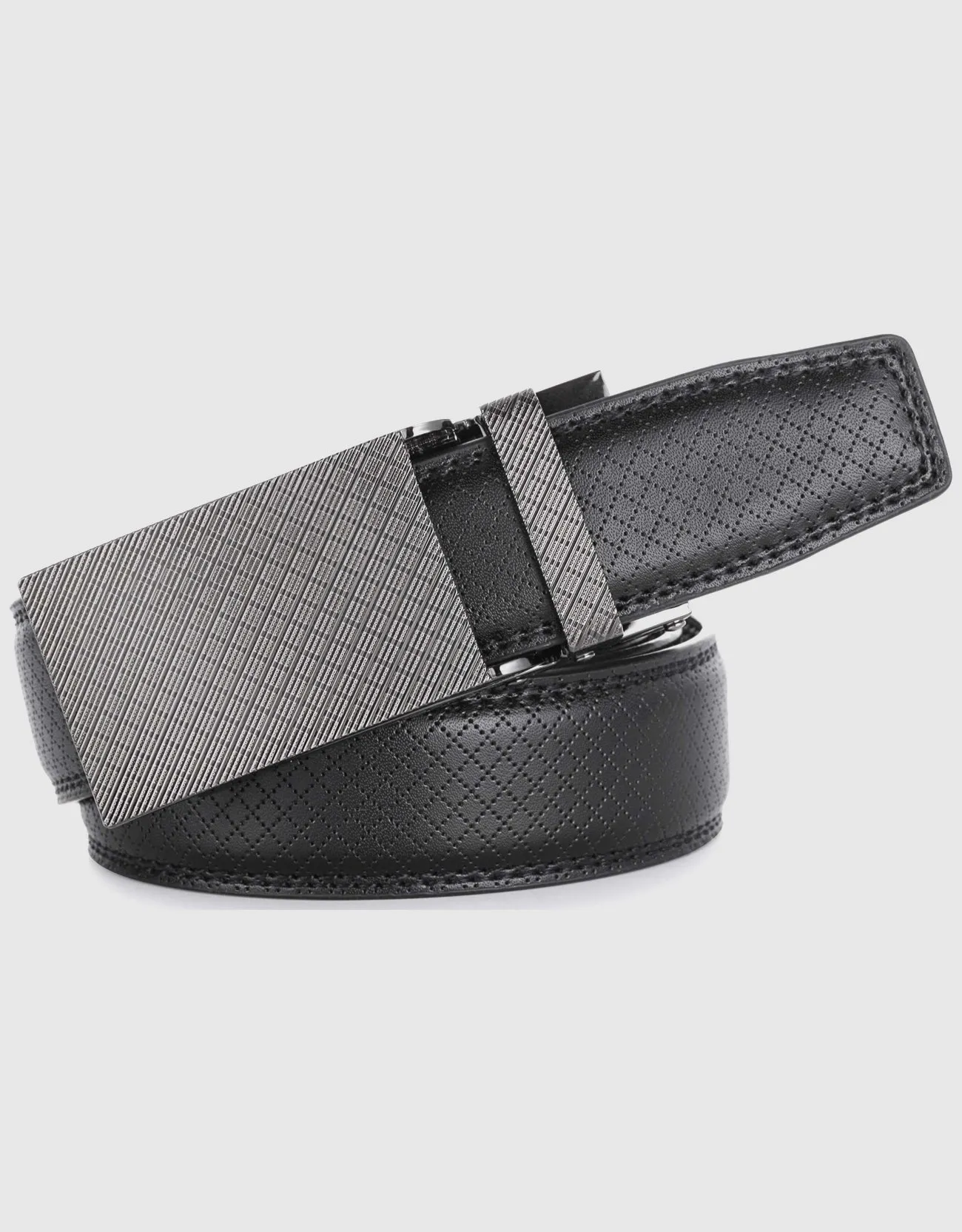 Men's Sateen Repeat Leather Ratchet  Belt