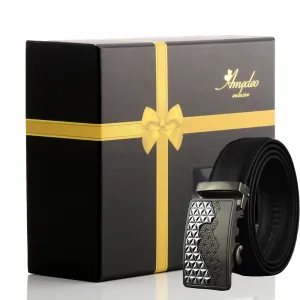 Men's Smart Ratchet No Holes Automatic Buckle Belt in Gun Metal Black Color