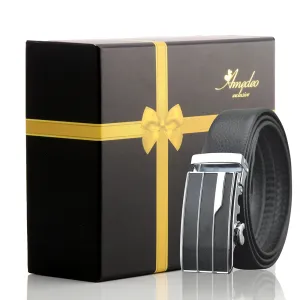 Men's Stainless Steel Black Belt with Silver & Black Buckle