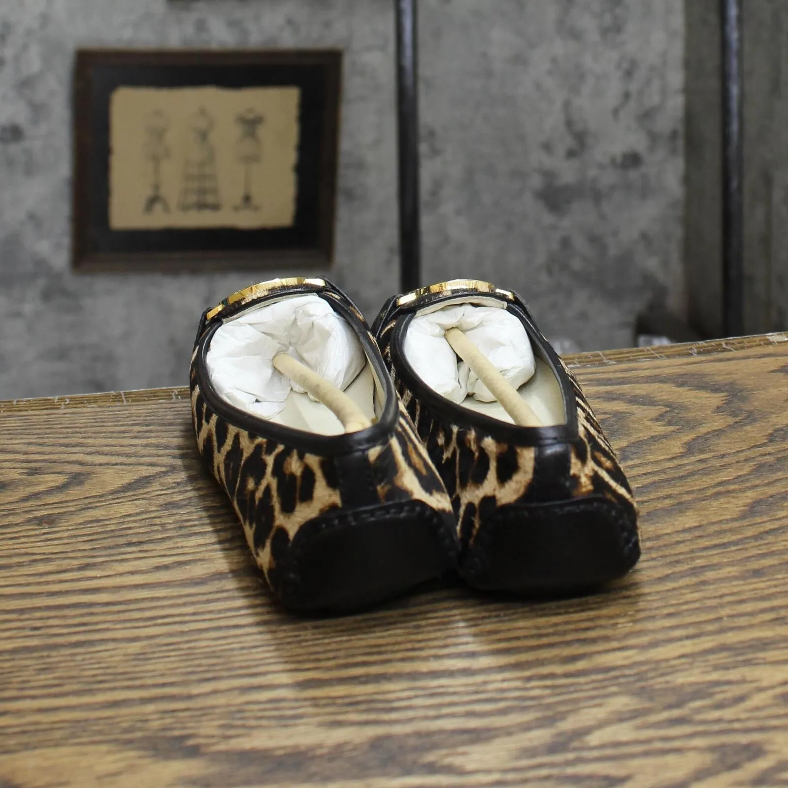 MICHAEL Michael Kors Vintage Fulton Moccasin Leather Flats Leopard Brown 5.5M