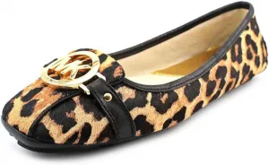 MICHAEL Michael Kors Vintage Fulton Moccasin Leather Flats Leopard Brown 5.5M
