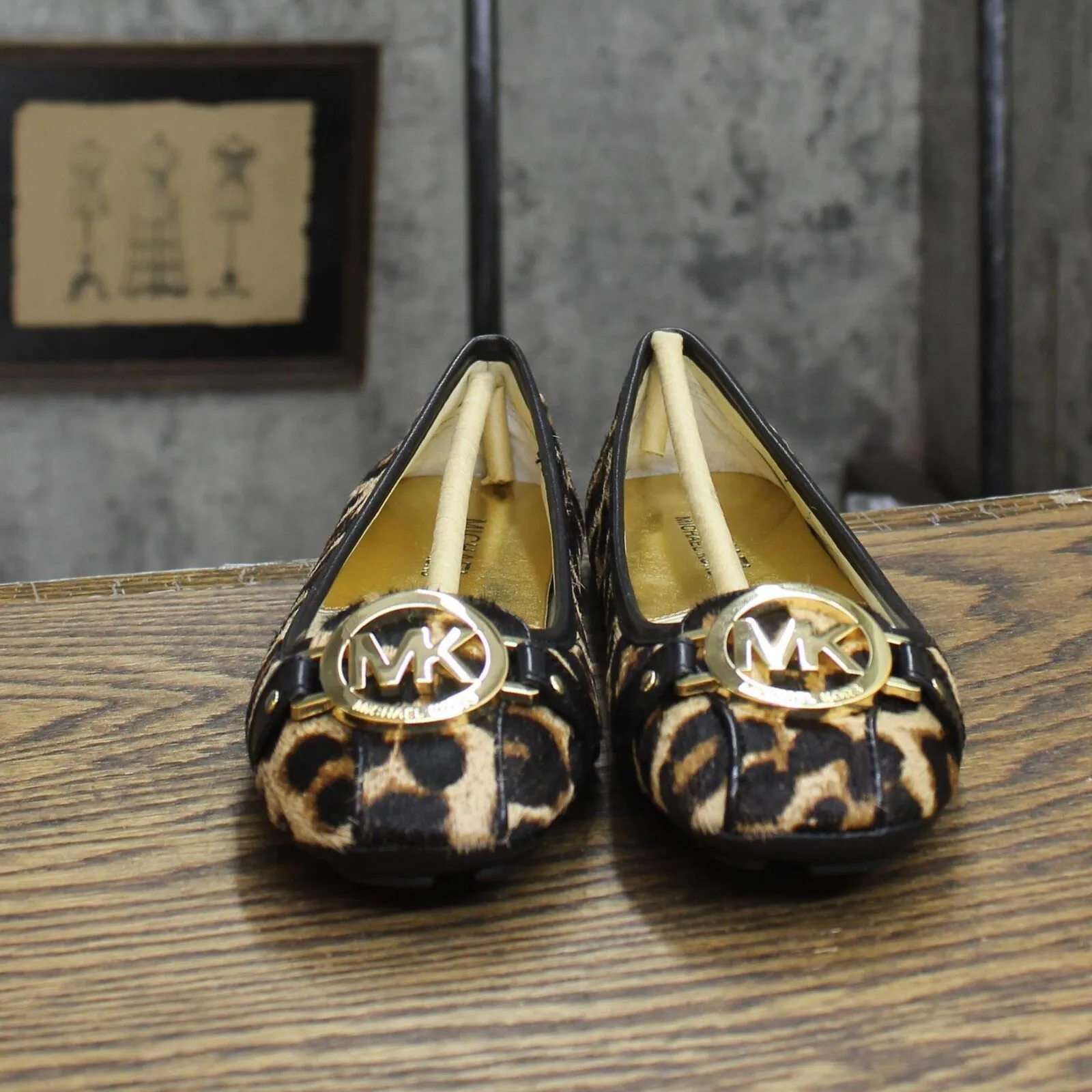 MICHAEL Michael Kors Vintage Fulton Moccasin Leather Flats Leopard Brown 5.5M