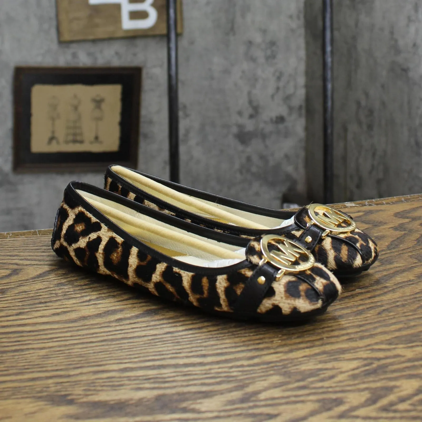MICHAEL Michael Kors Vintage Fulton Moccasin Leather Flats Leopard Brown 5.5M