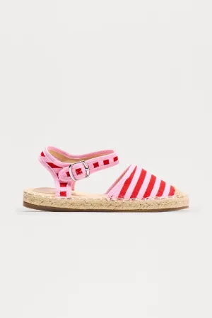 Mini Vacation Every Day Striped Espadrille Flats - Pink
