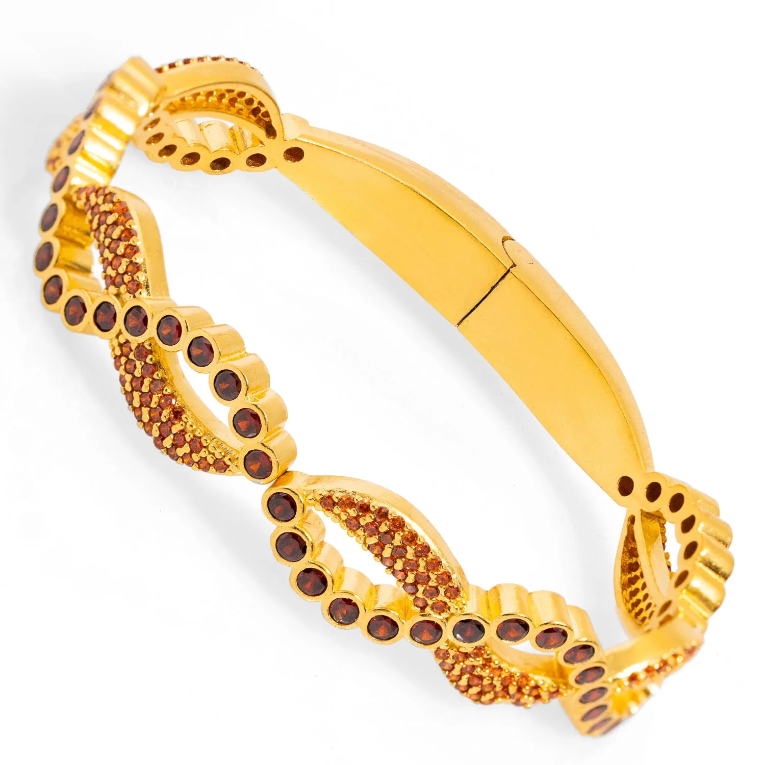 Modern Style Carnelian Gemstone & Gold Bangle Bracelet