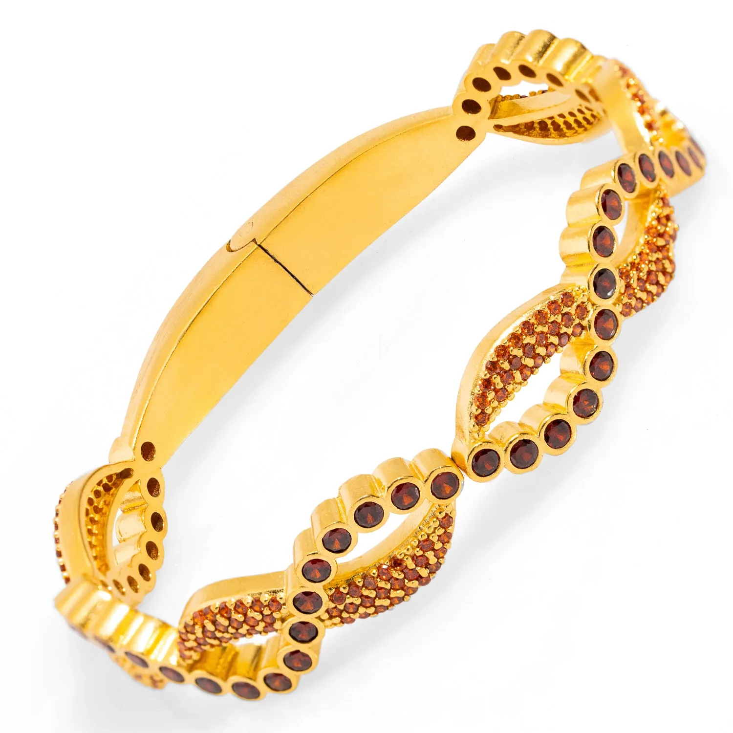 Modern Style Carnelian Gemstone & Gold Bangle Bracelet