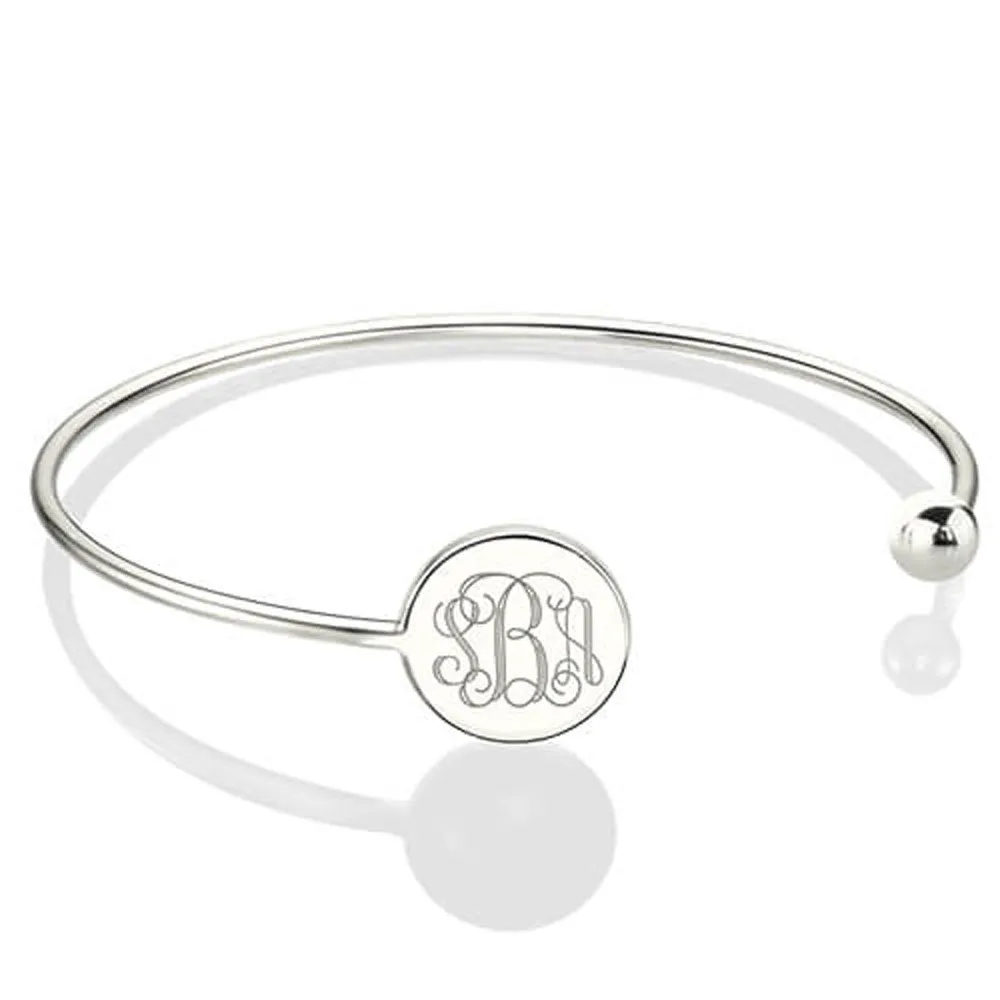 Monogram Sterling Silver Bangle Ball Bracelet