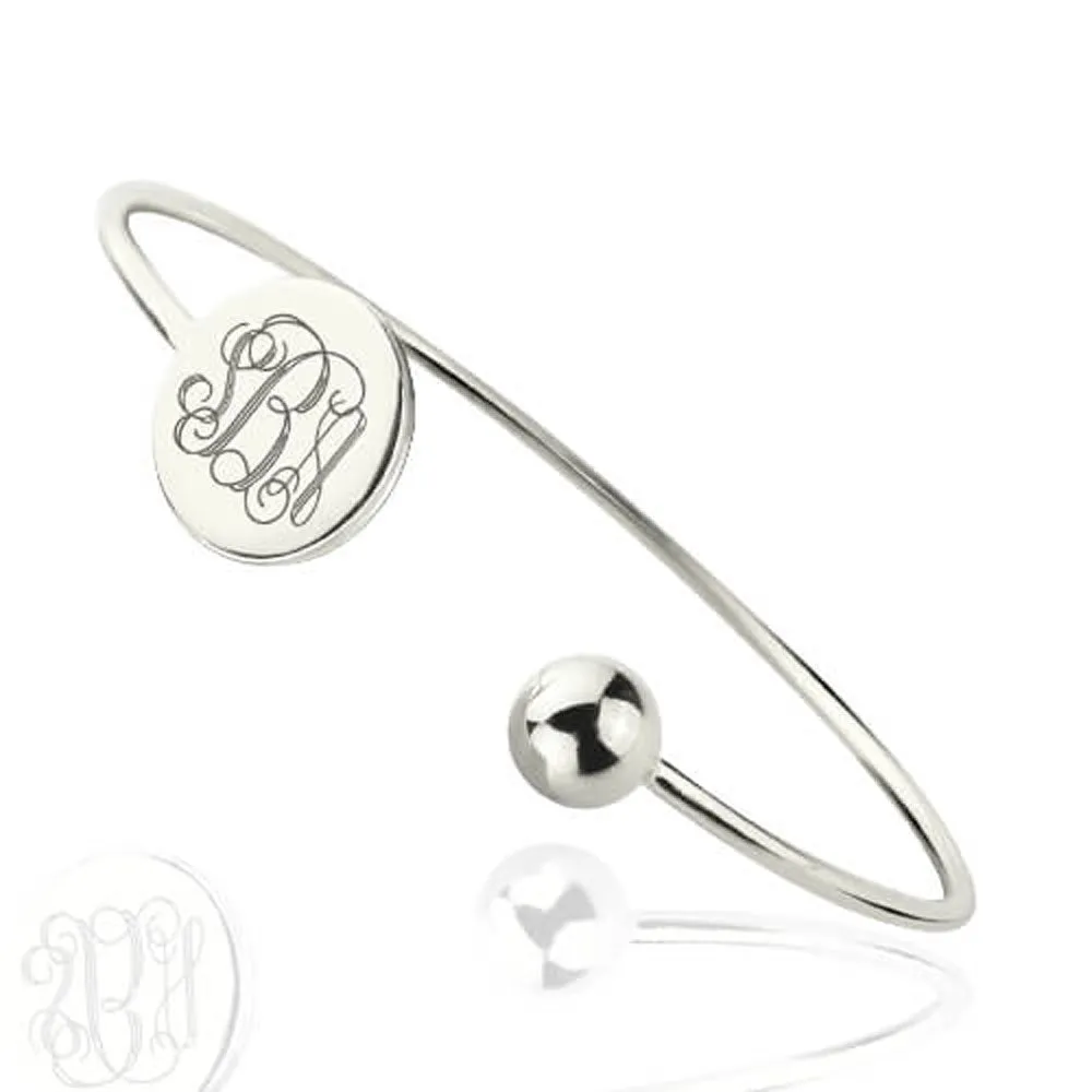 Monogram Sterling Silver Bangle Ball Bracelet