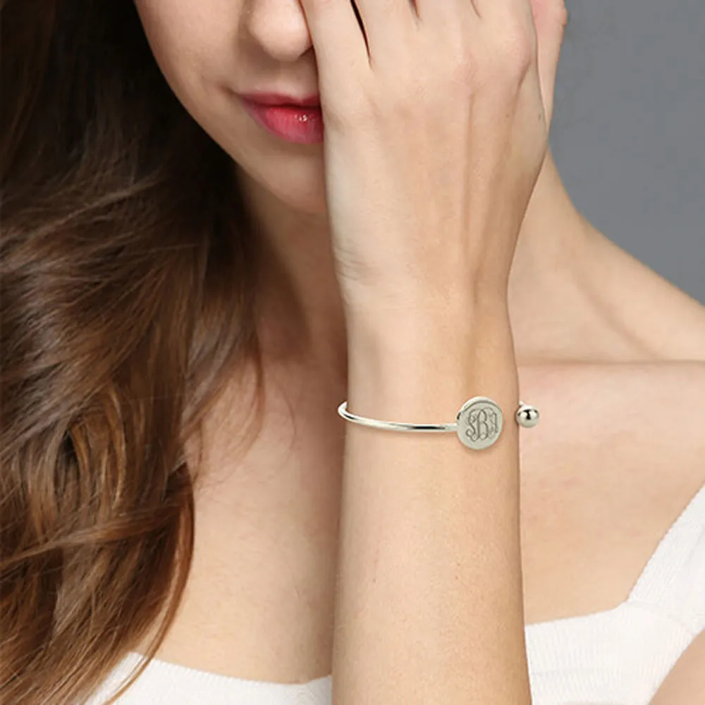 Monogram Sterling Silver Bangle Ball Bracelet
