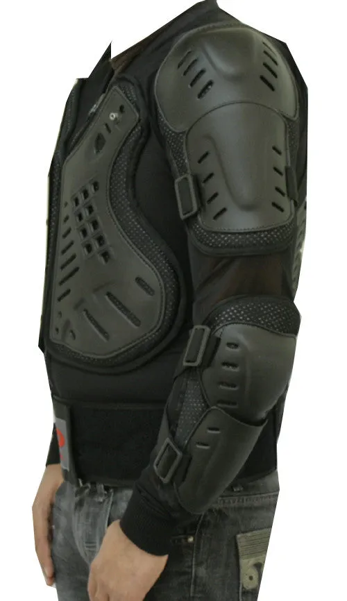 Motorcycle Racing Riding Full Body Armor Spine Protection Jacket w/ GP Armor Black
