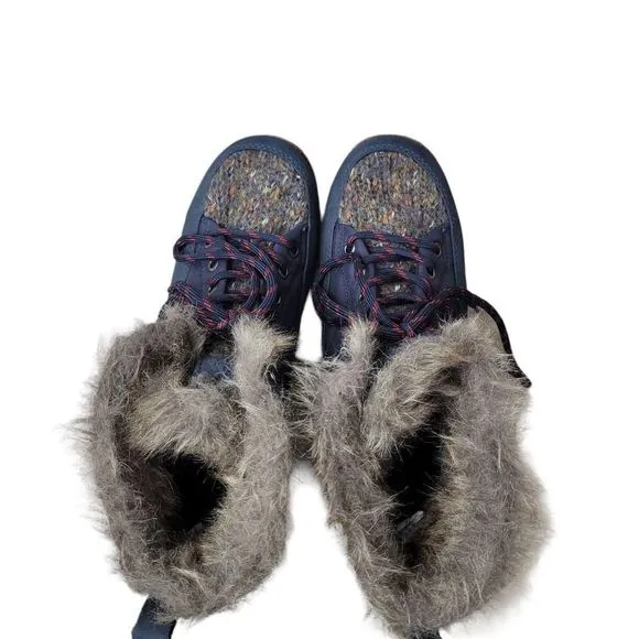 Muk Luks Sigrid Navy Faux Fur Lined Boots Women's US 9 WPL6134