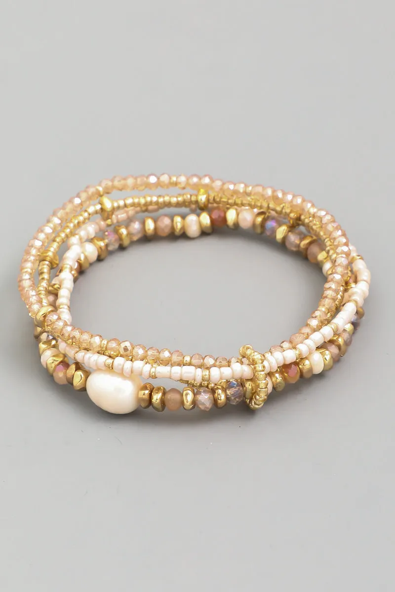 Multi Strand Pearl Beaded Bracelet